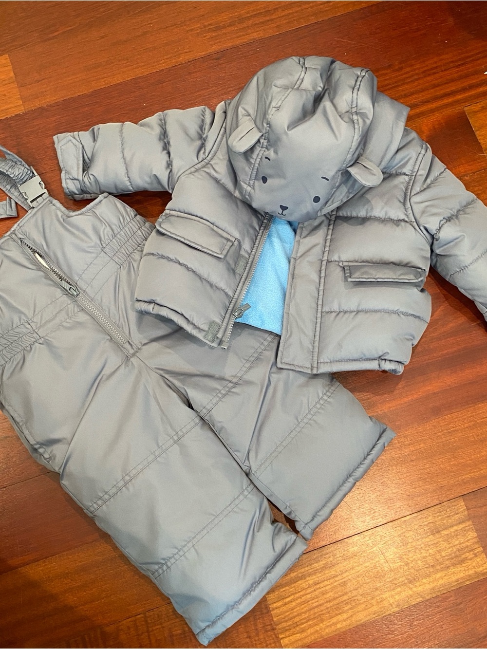 Carter's Light Gray Puffer Jacket with Snow Bib Set
